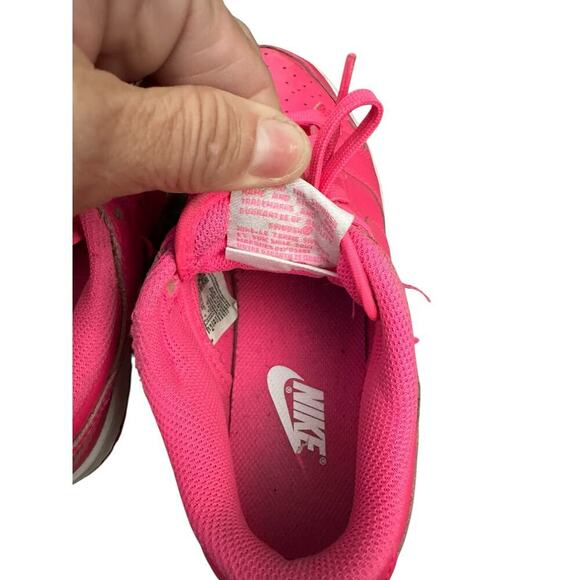 Nike Kid's Hot Pink White Dunk Low Hyper Lace Up Sneaker Shoes Size 5 - Picture 9 of 11
